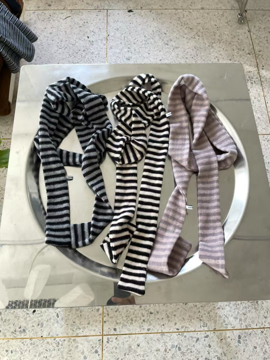 拼色條紋小圍巾