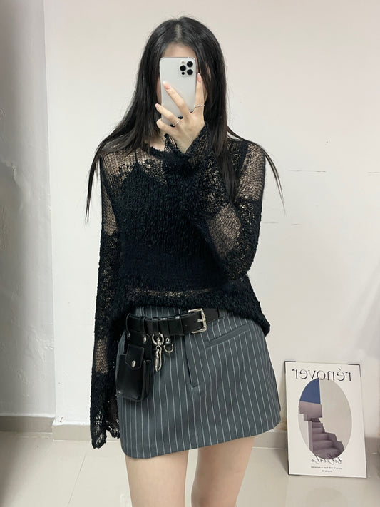 透膚寬鬆針織上衣