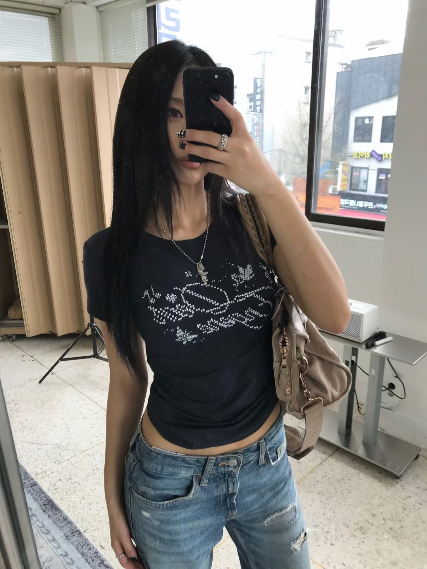 像素風圖案印花短袖Tee
