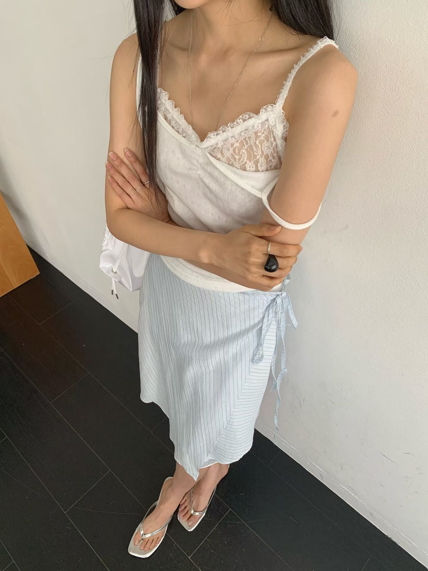 蕾絲內搭假兩件吊帶