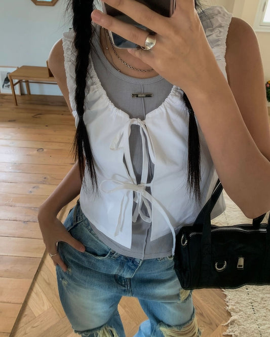 綁帶鈕扣兩穿上衣