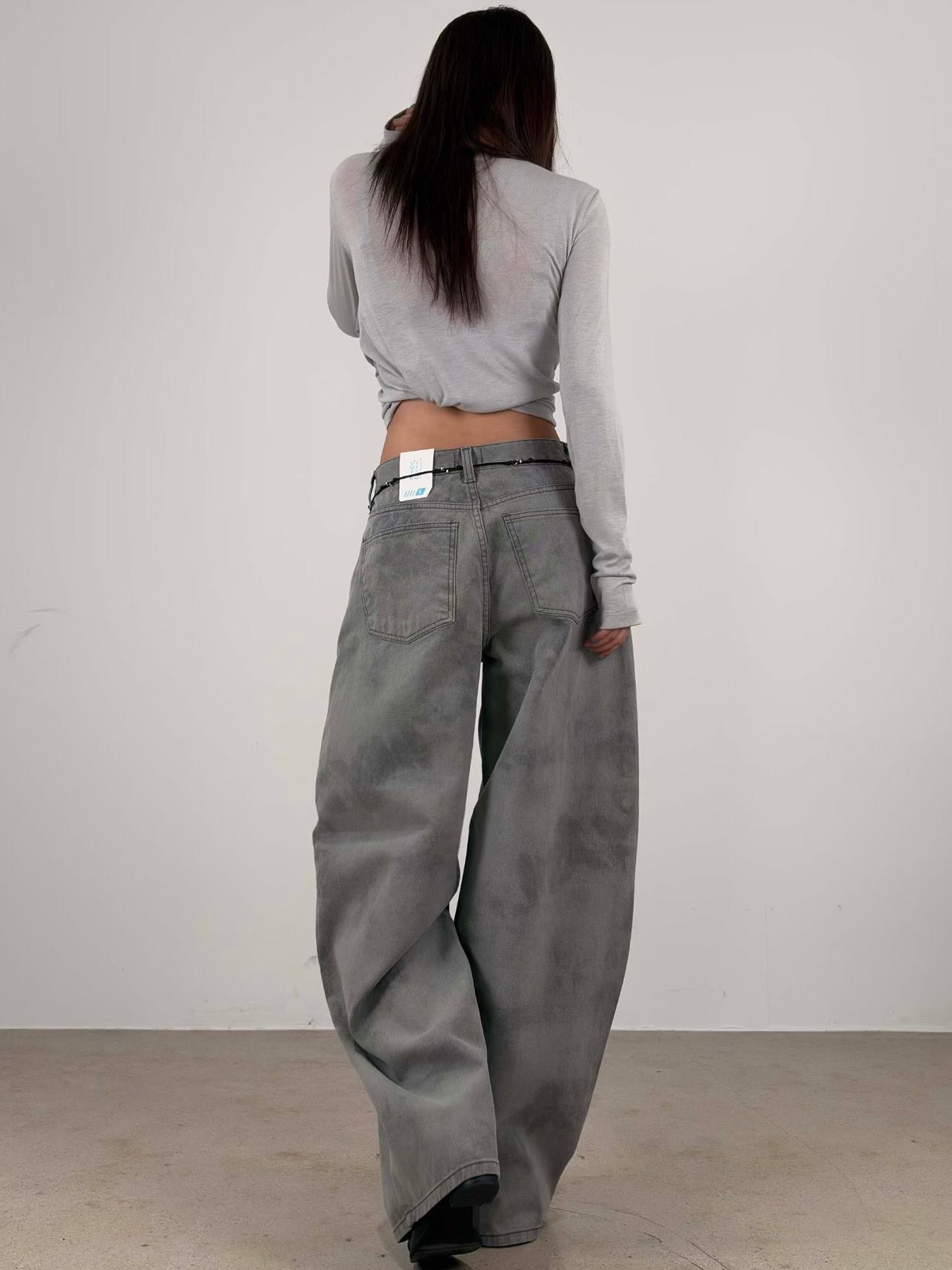 雲彩印花寬鬆版牛仔褲