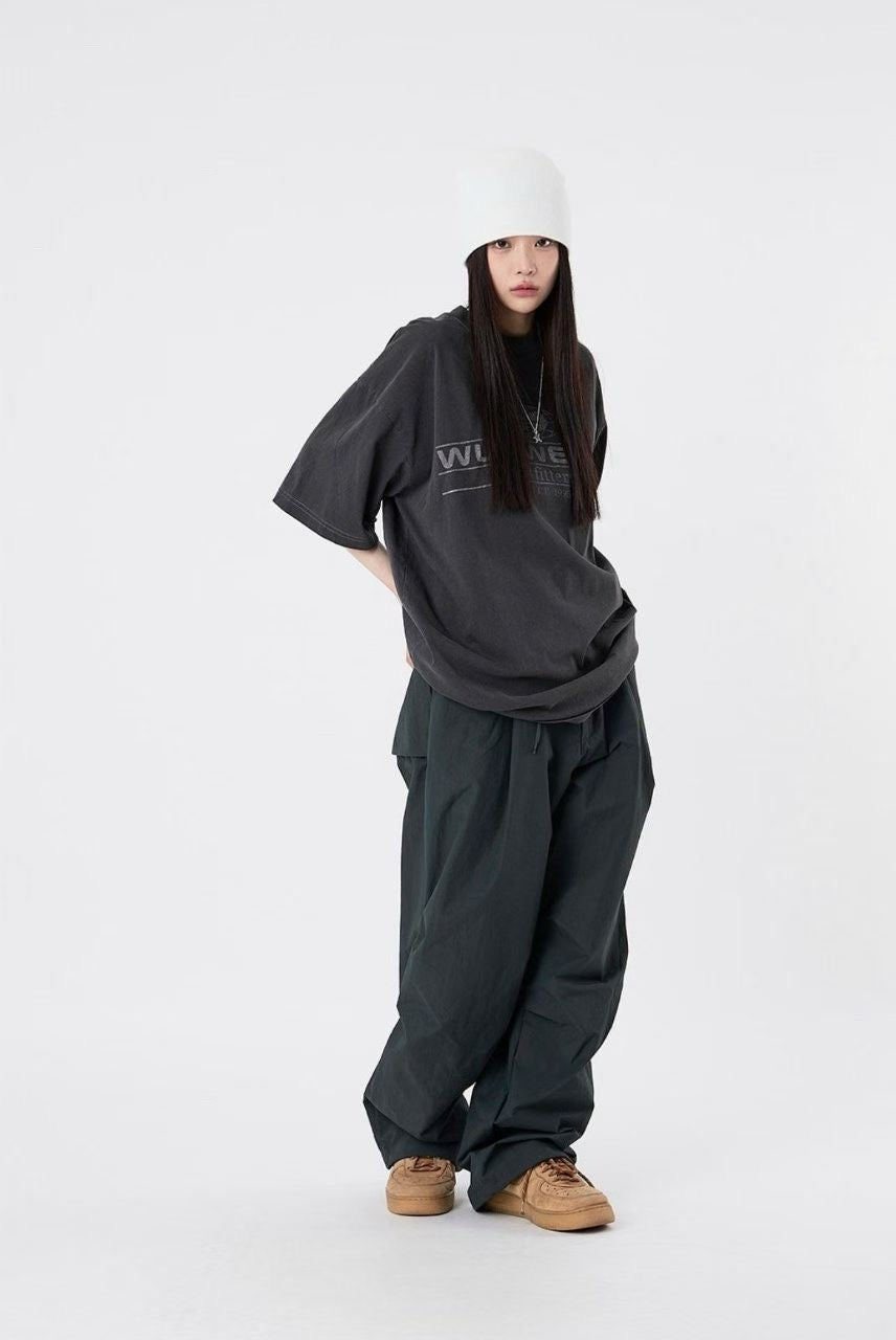 Unisex 做舊字母T恤