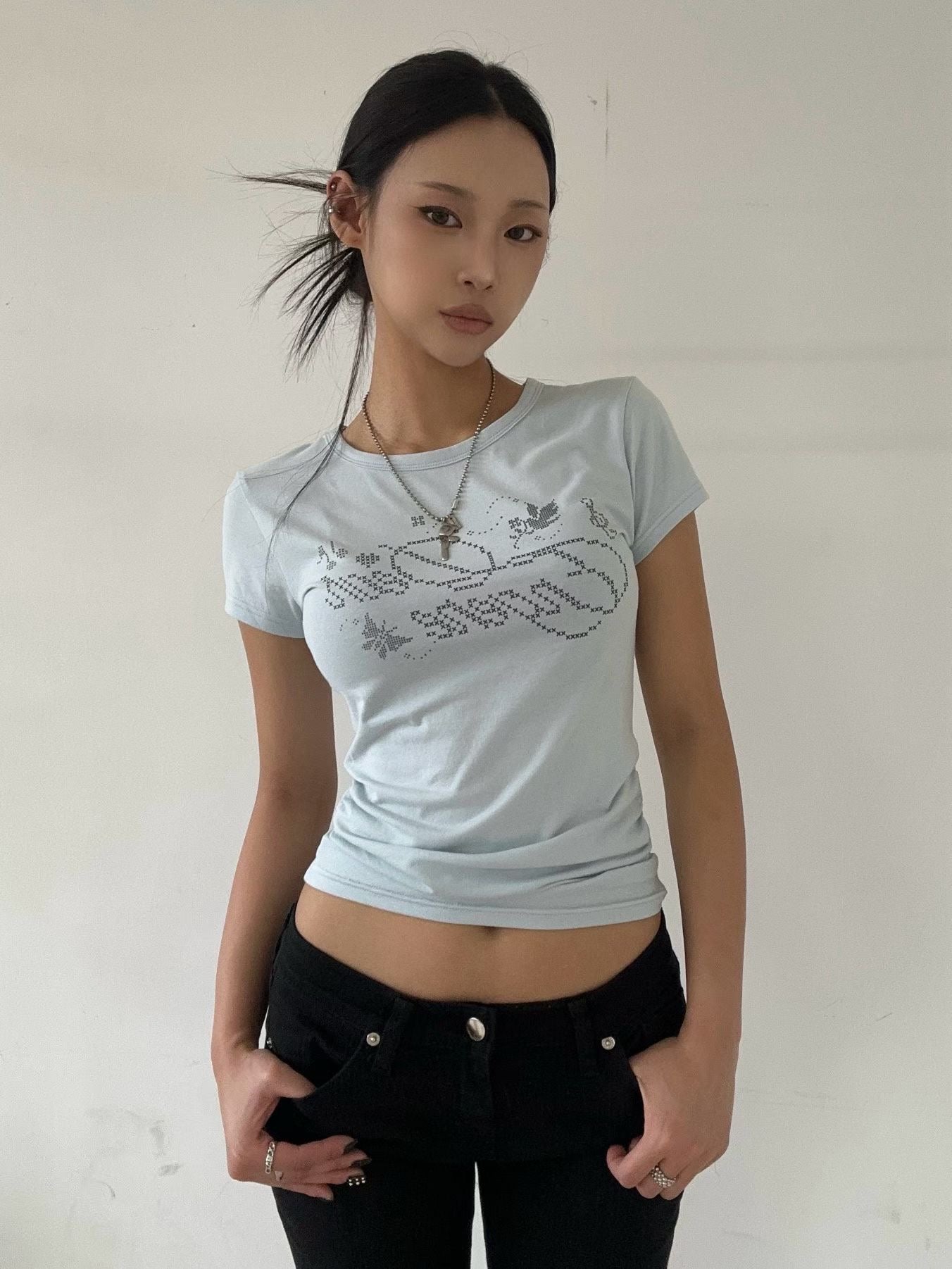 像素風圖案印花短袖Tee
