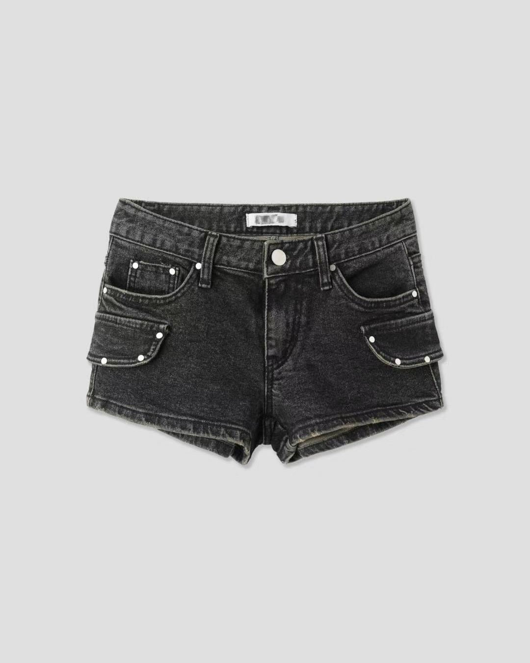 假口袋短牛仔褲