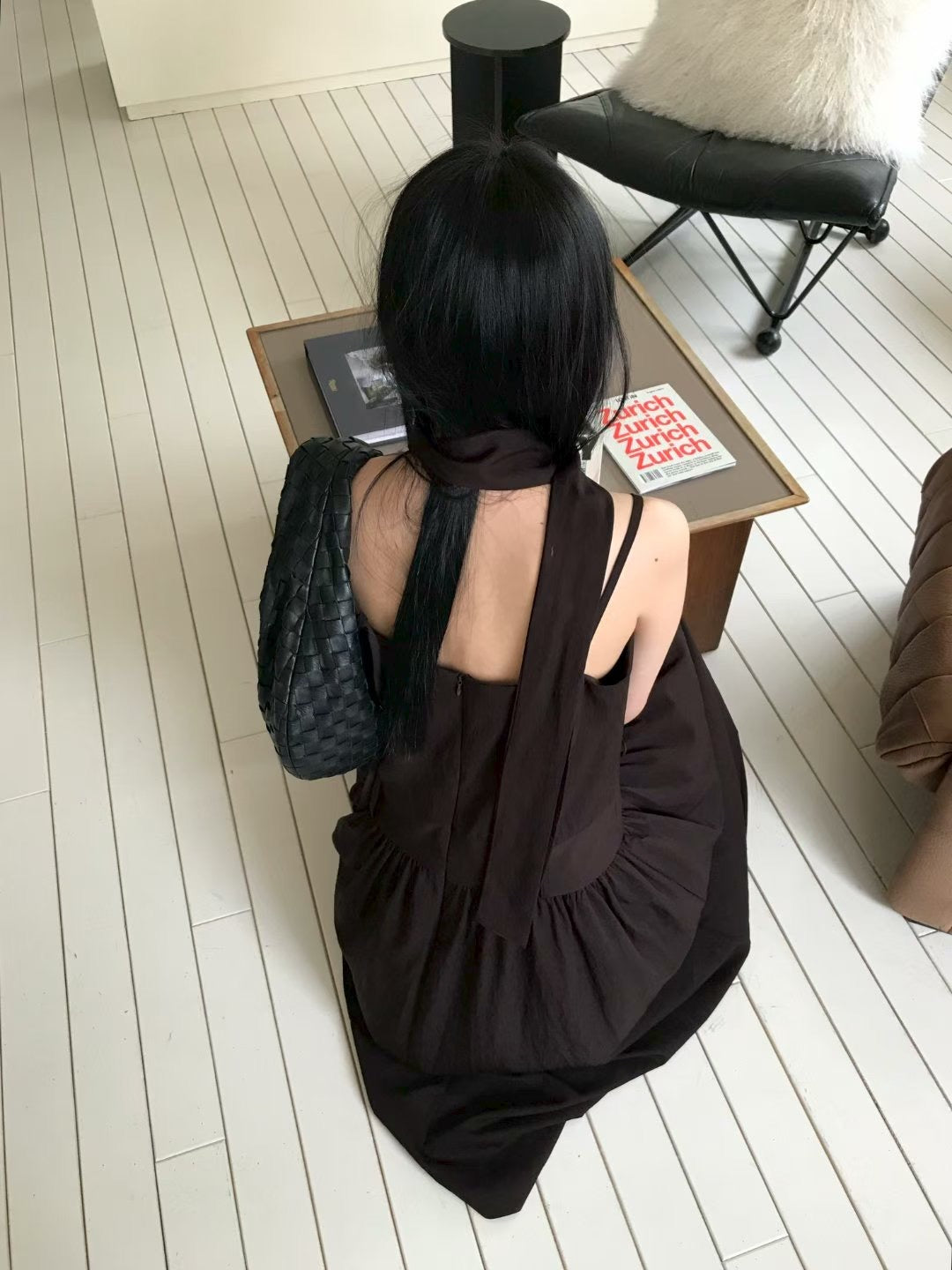 氣質蕾絲吊帶連身長裙(附圍巾)