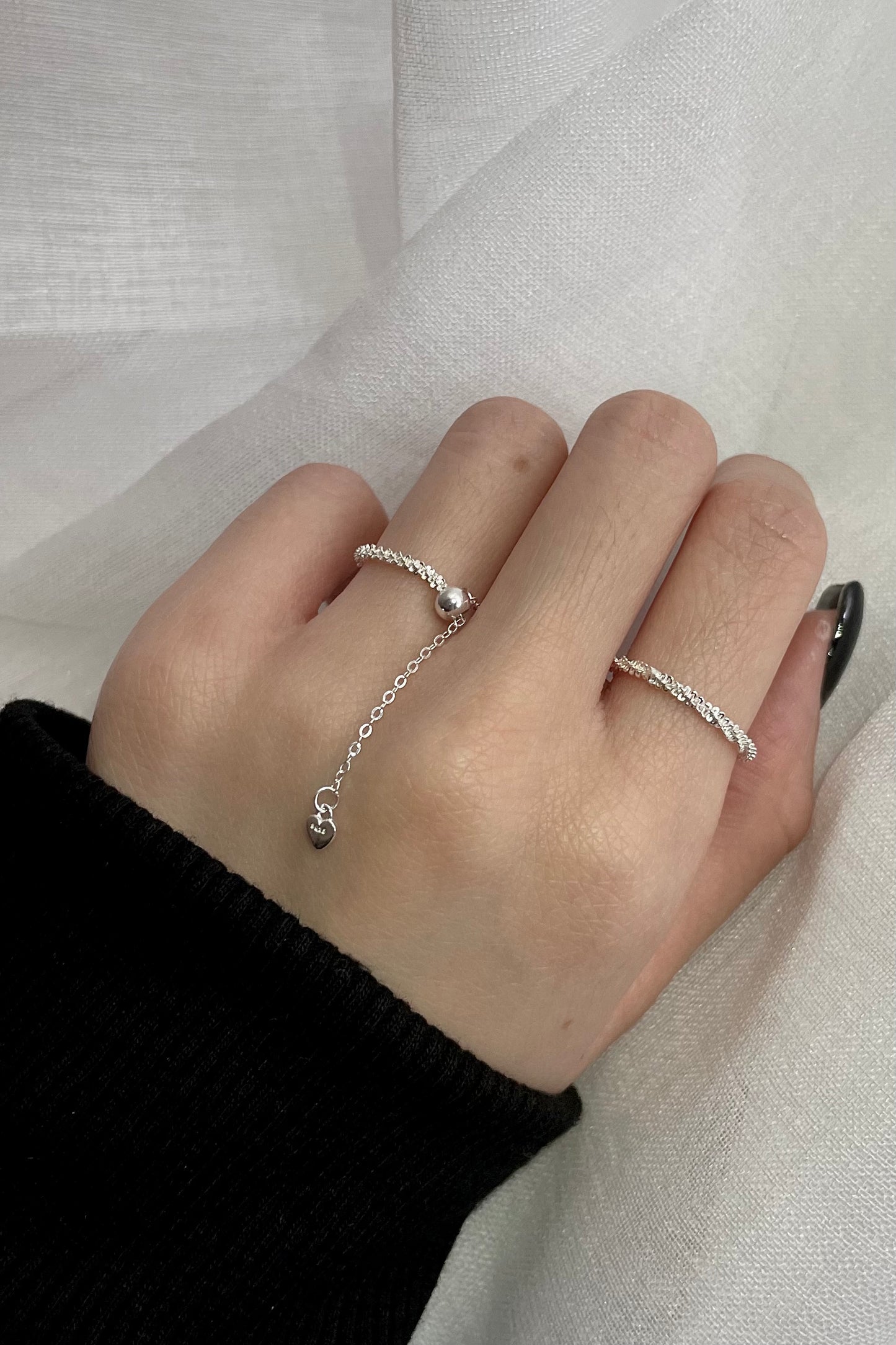 925 silver 抽拉鏈條戒指￼