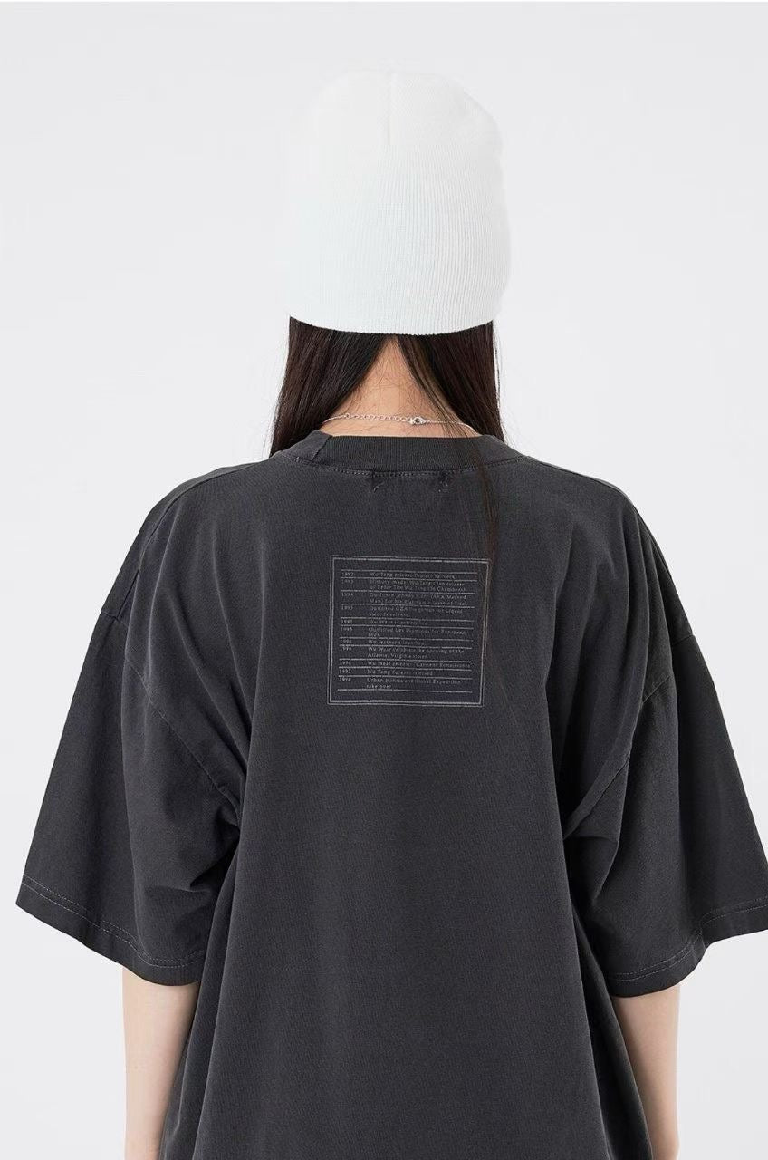 Unisex 做舊字母T恤