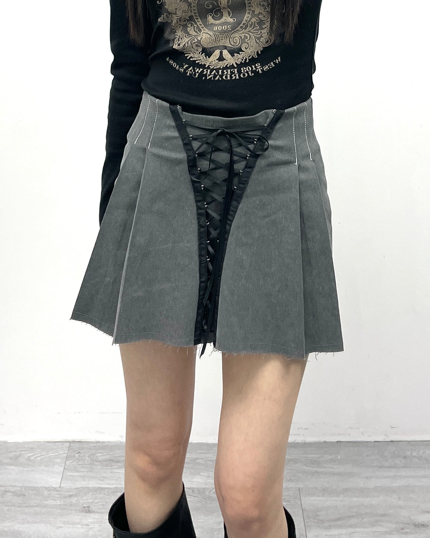 綁帶高腰短裙