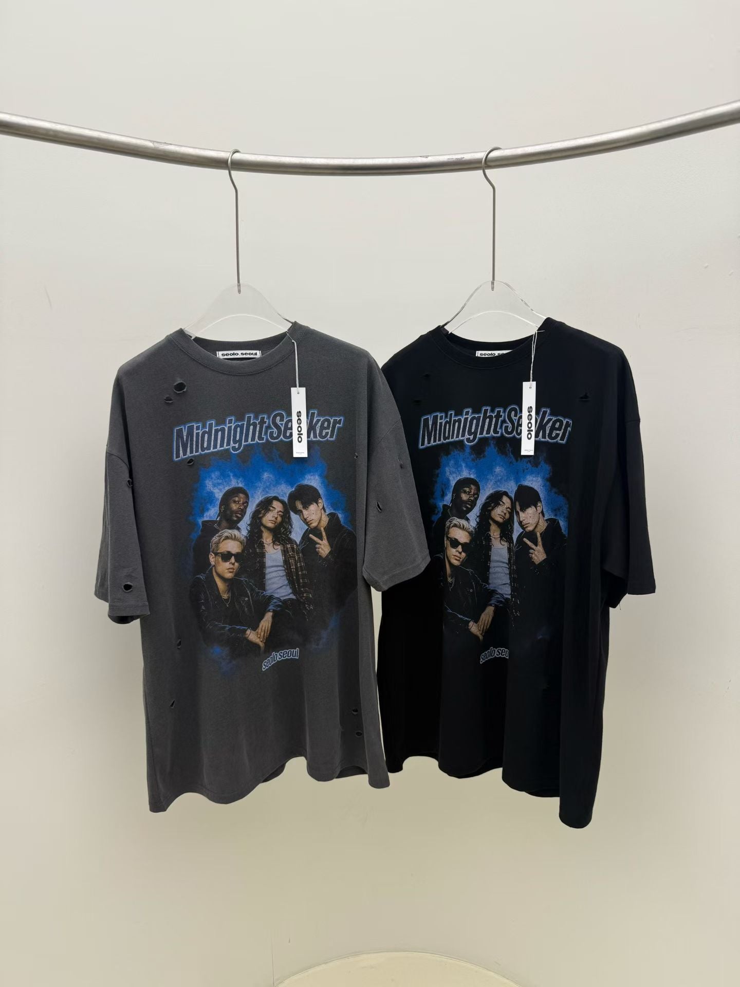 復古破洞寬鬆Tee