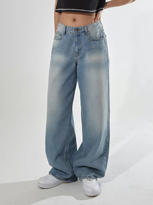 刷色寬鬆牛仔褲