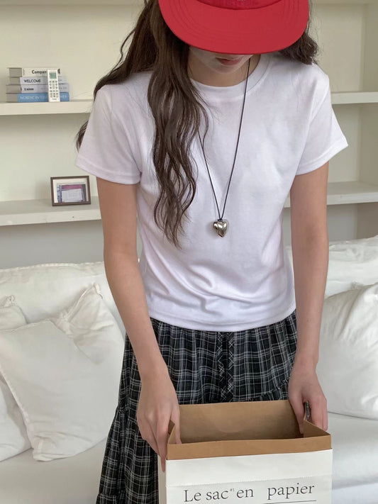 圓領純色短袖Tee