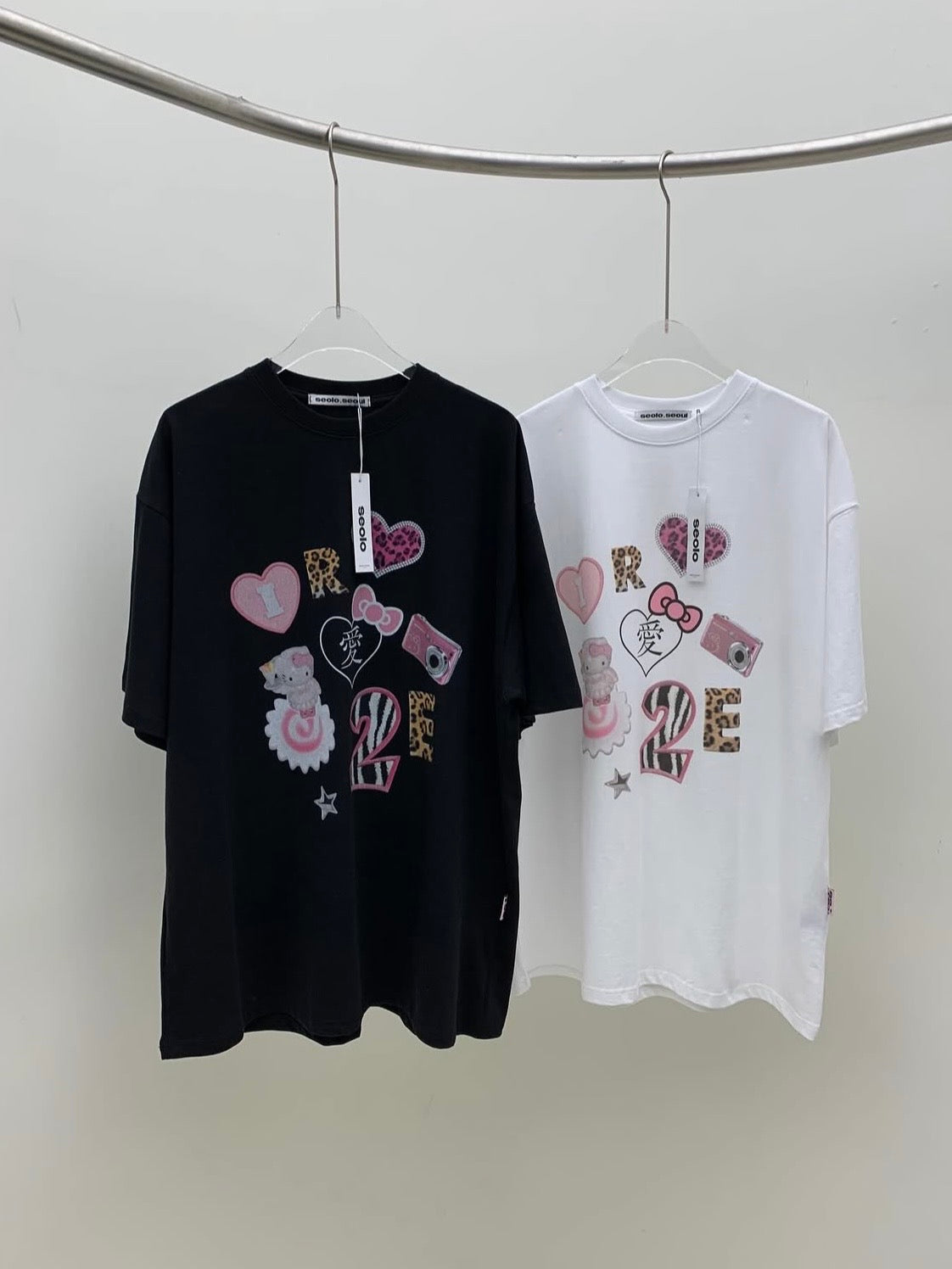 原宿風卡通圖案寬鬆Tee