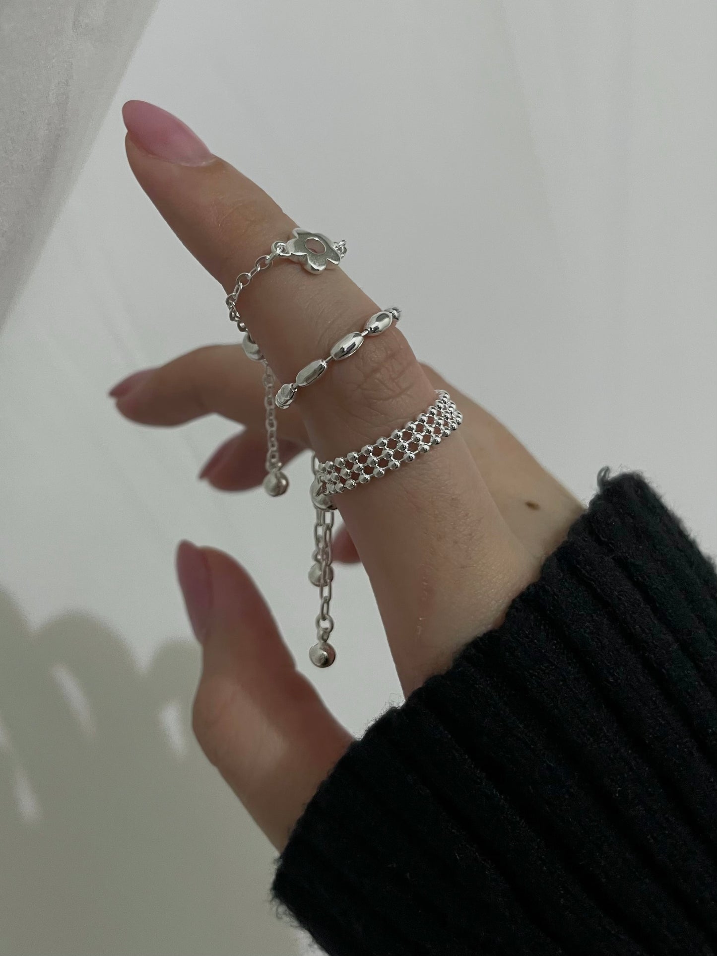 925 silver 抽拉鏈條戒指￼