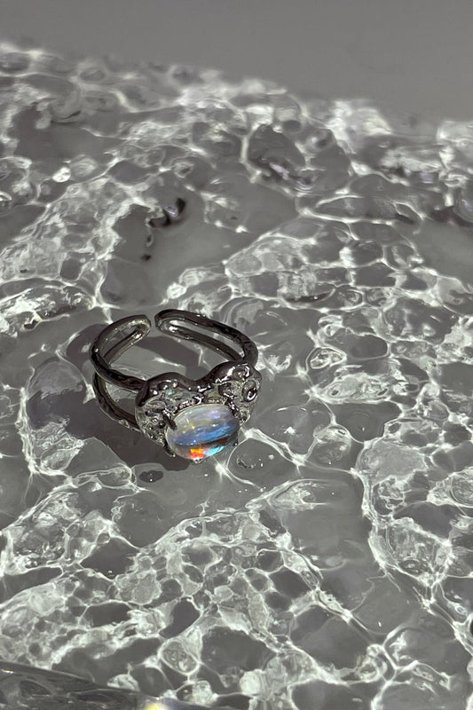 心形鑲月光石戒指