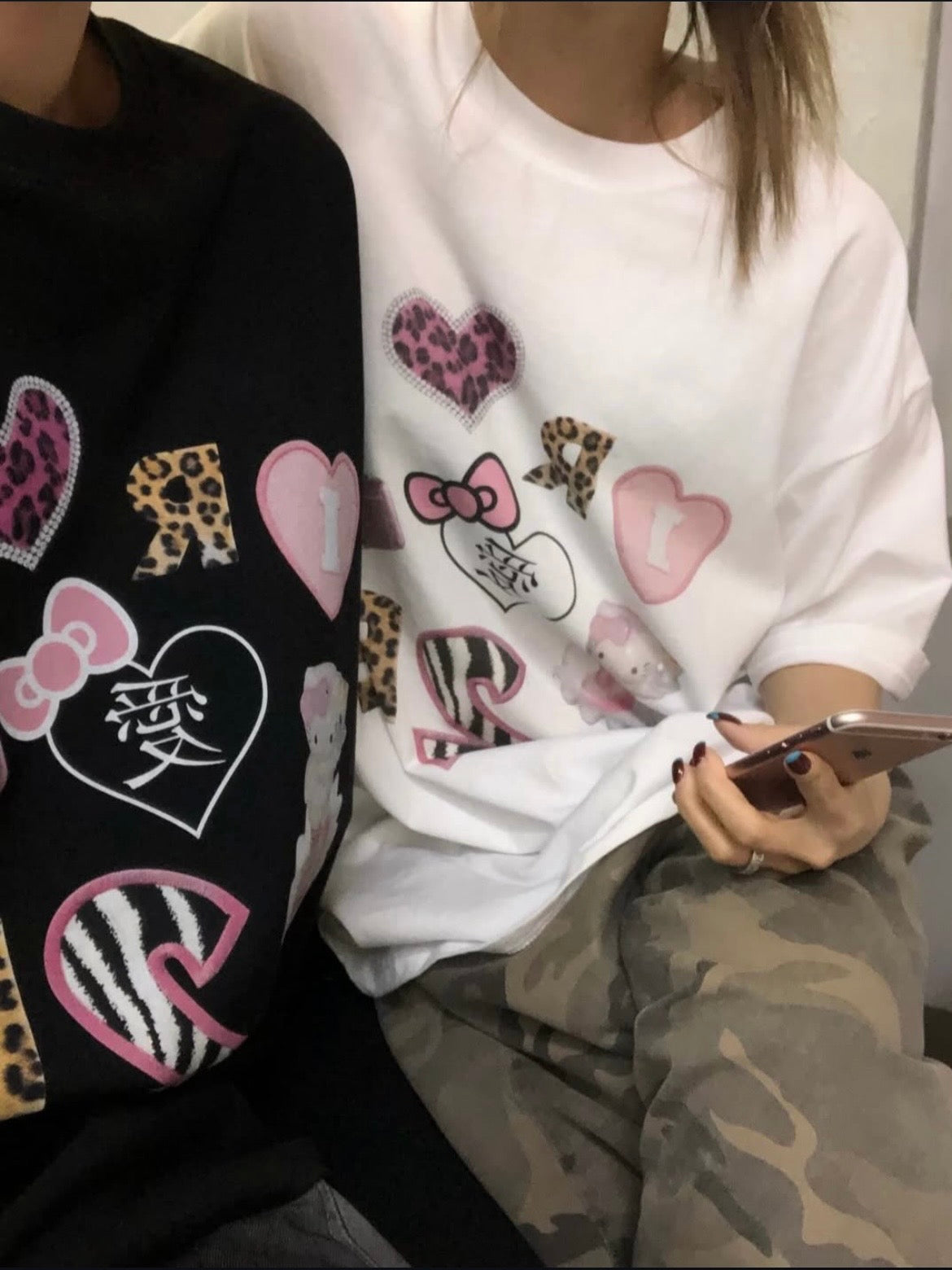 原宿風卡通圖案寬鬆Tee