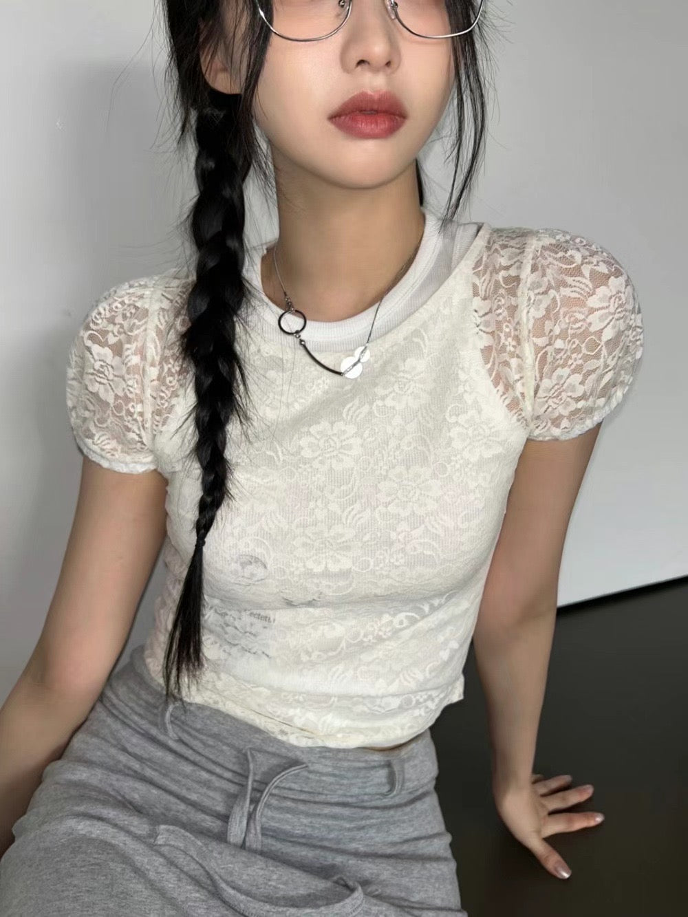簡約透明水晶珠頸鏈