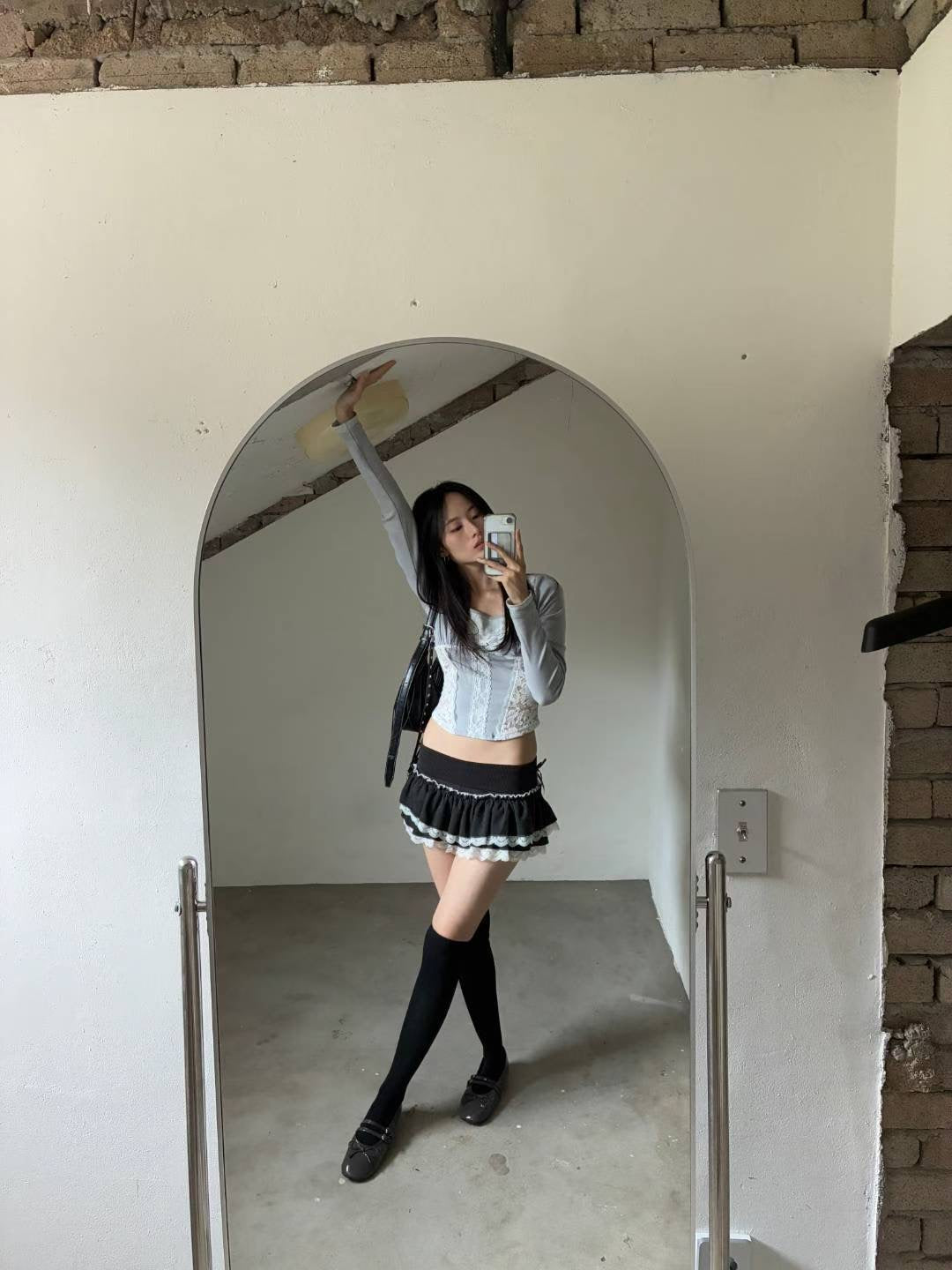 低腰蕾絲蛋糕裙