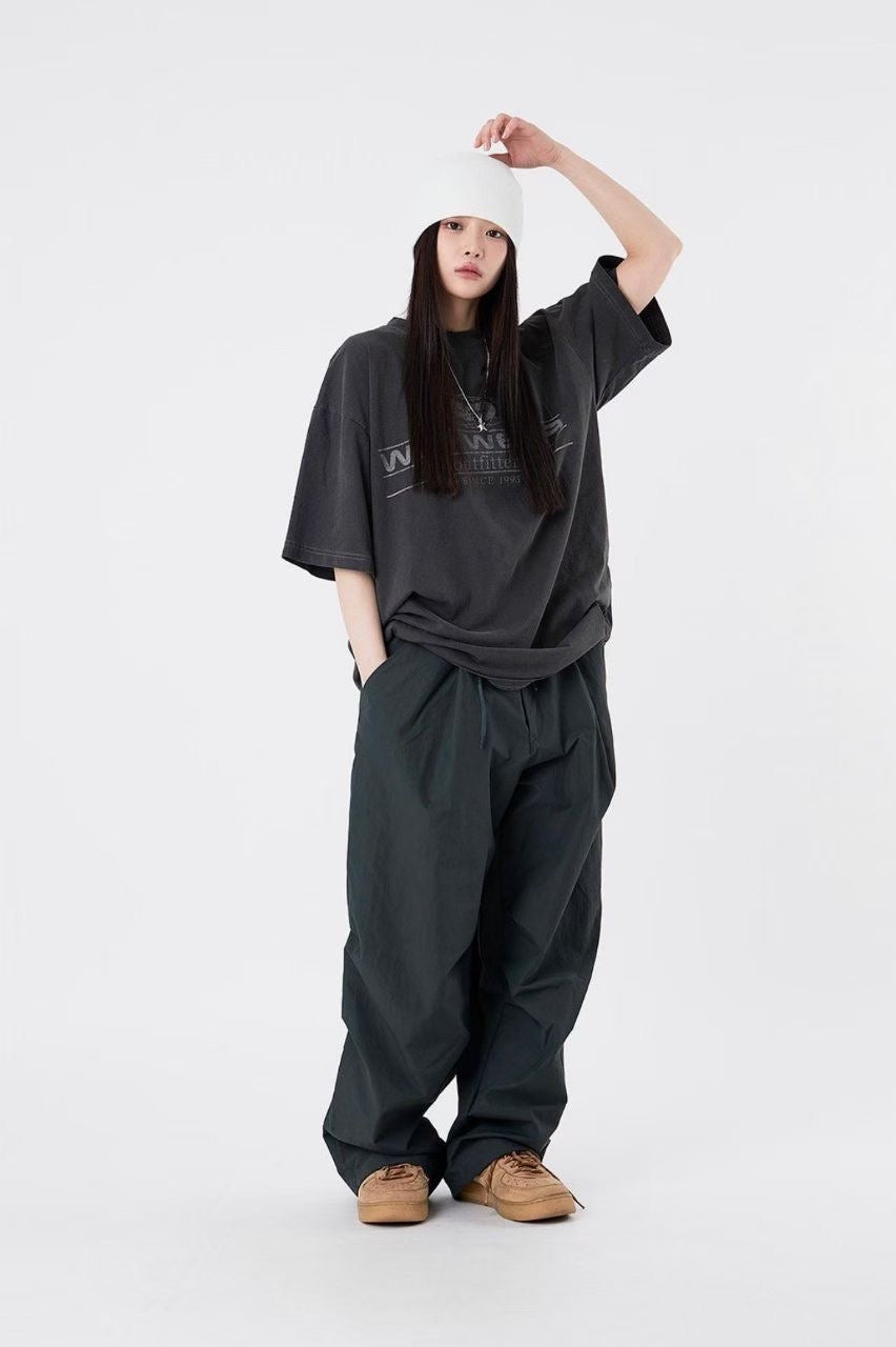 Unisex 做舊字母T恤