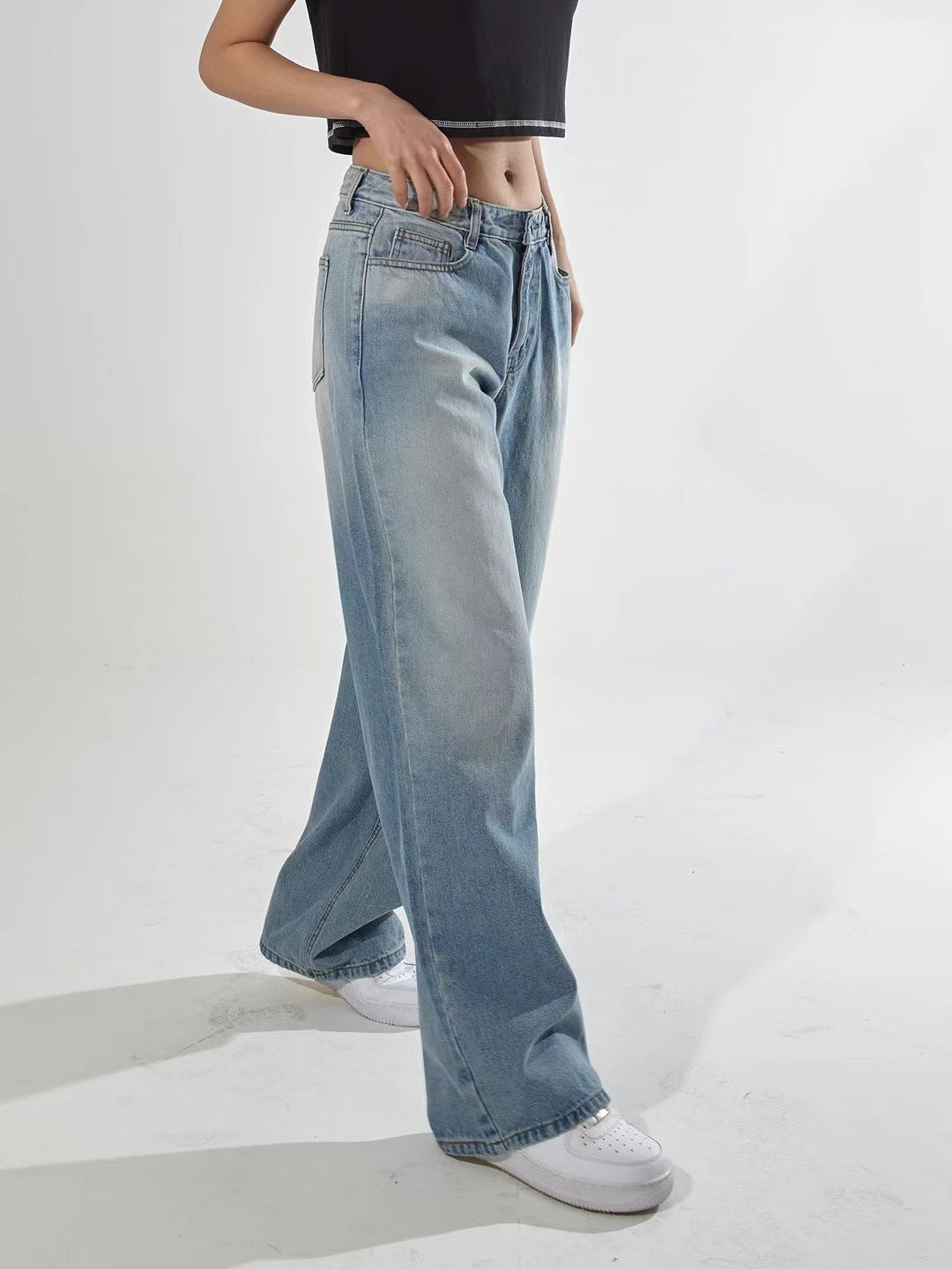 刷色寬鬆牛仔褲