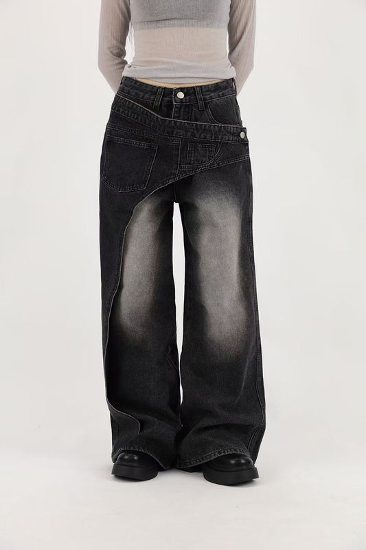 不規則剪裁牛仔褲