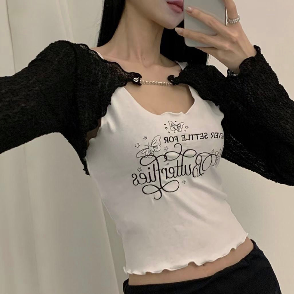 蝴蝶花邊小背心
