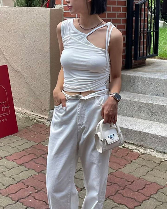 不規則剪裁綁帶背心